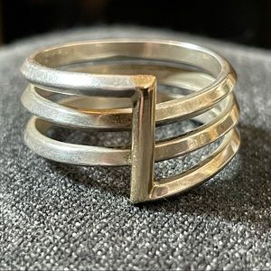 Vintage 925 Sterling Silver with 14K Gold Accent. Mid-Century Modern—Timeless.